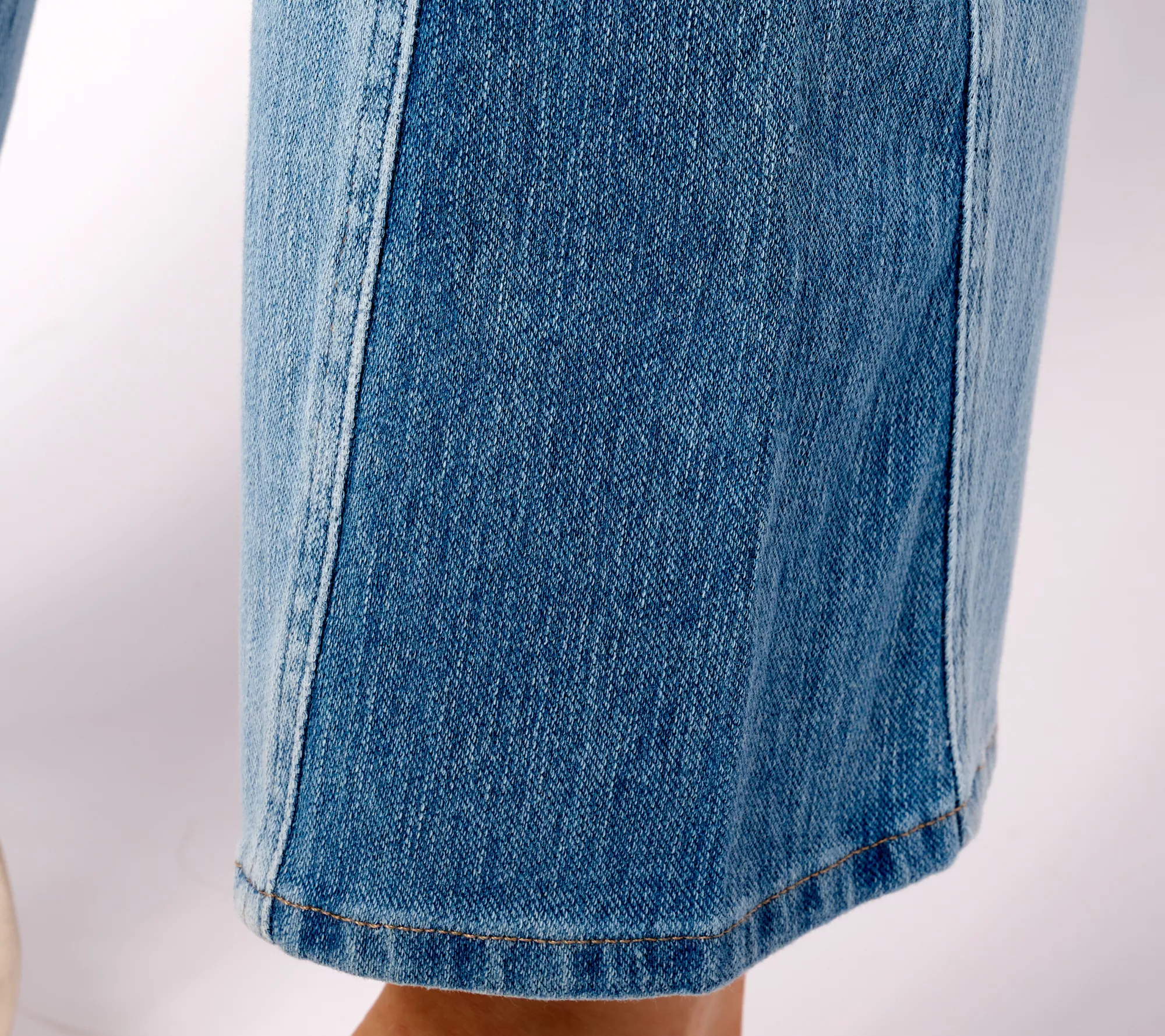Isaac Mizrahi Live! Petite Knit Denim Crop Wide Leg Jeans