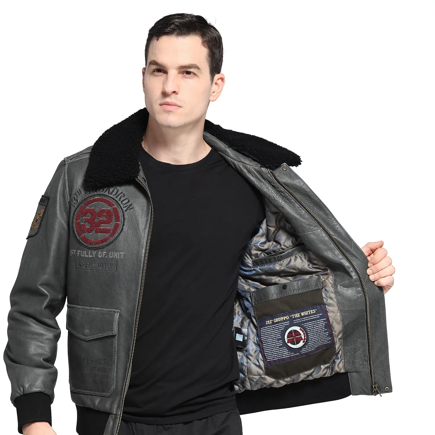 Italian wool collar bomber jacket – Eagle embroidered F-35 flight jacket