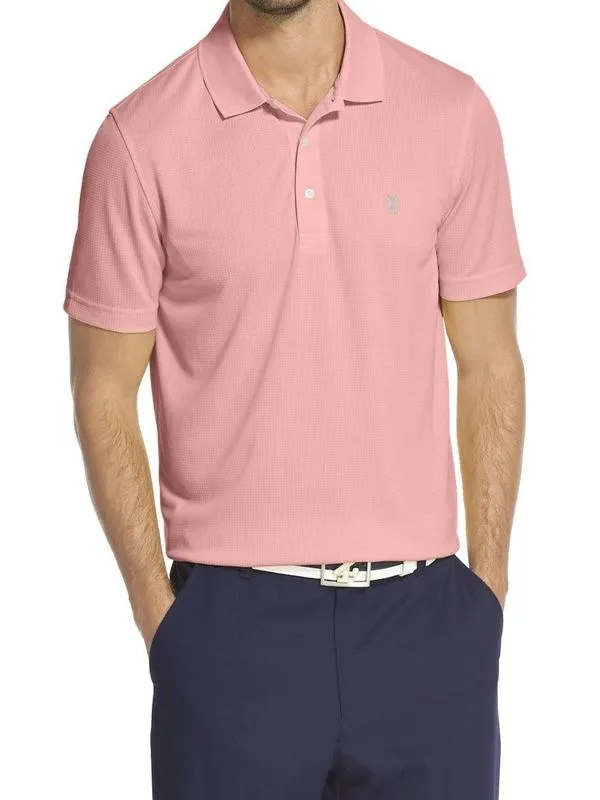 Izod Golf Champion Grid Candy Pink UV Protection Short Sleeve Polo Shirt Sz: XXL