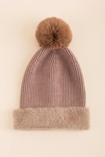 Izzie Slouch Cuffed Pom Beanie