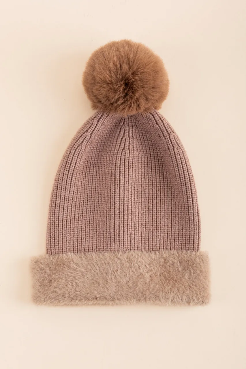 Izzie Slouch Cuffed Pom Beanie