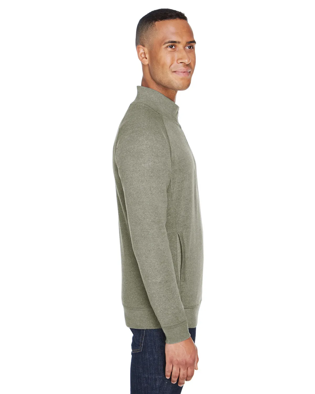 J America JA8869 Men Triblend Fleece Quarter-Zip