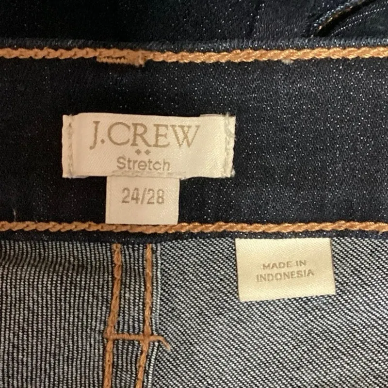J. Crew Blue Stretch Dark Wash Mid Rise Ankle Skinny Jeans Size 24/28
