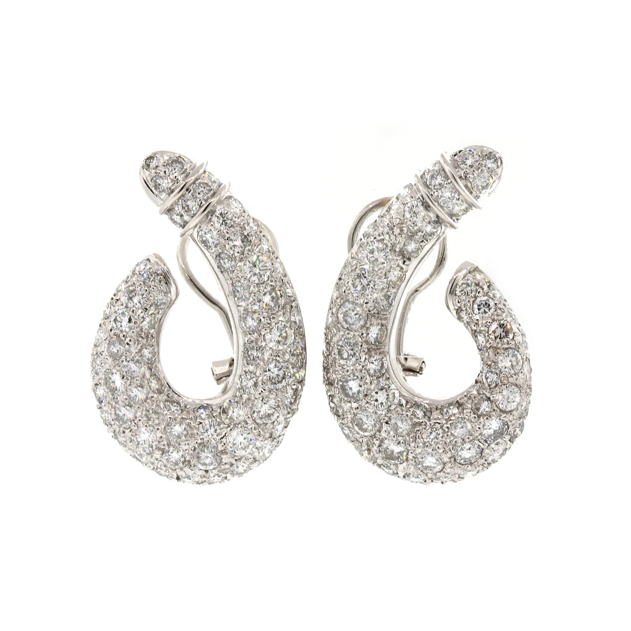 J-Shaped Pave Diamond Earrings