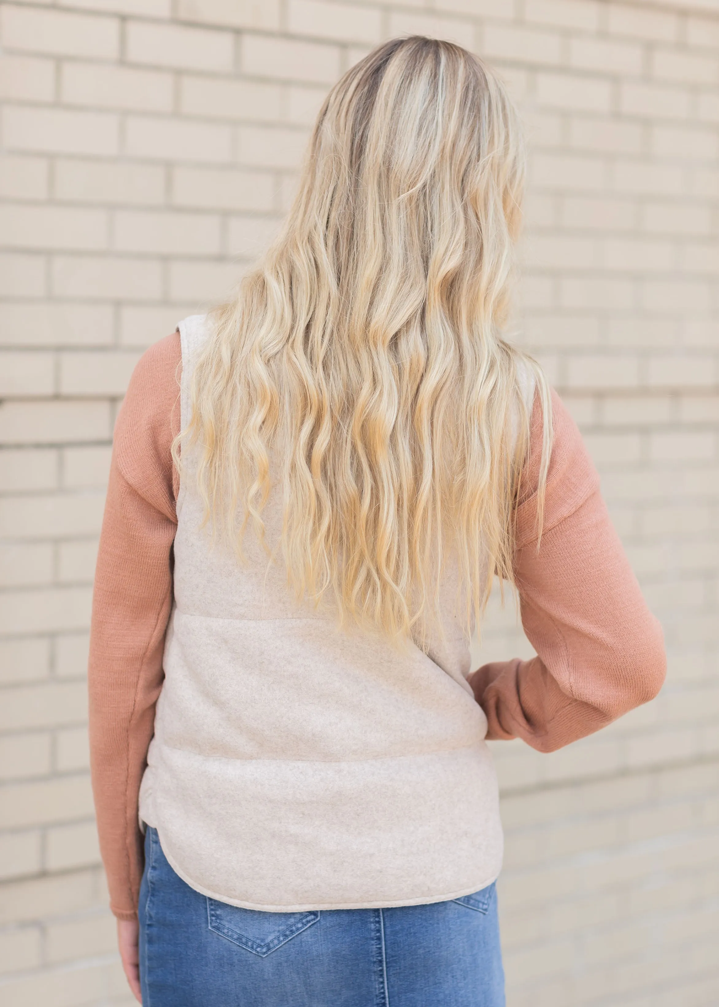 Jacket Vest Polar Collar Hidden Zip Up - FINAL SALE