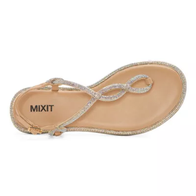 JCPenney Mixit Womens Colette T-Strap Flat Sandals