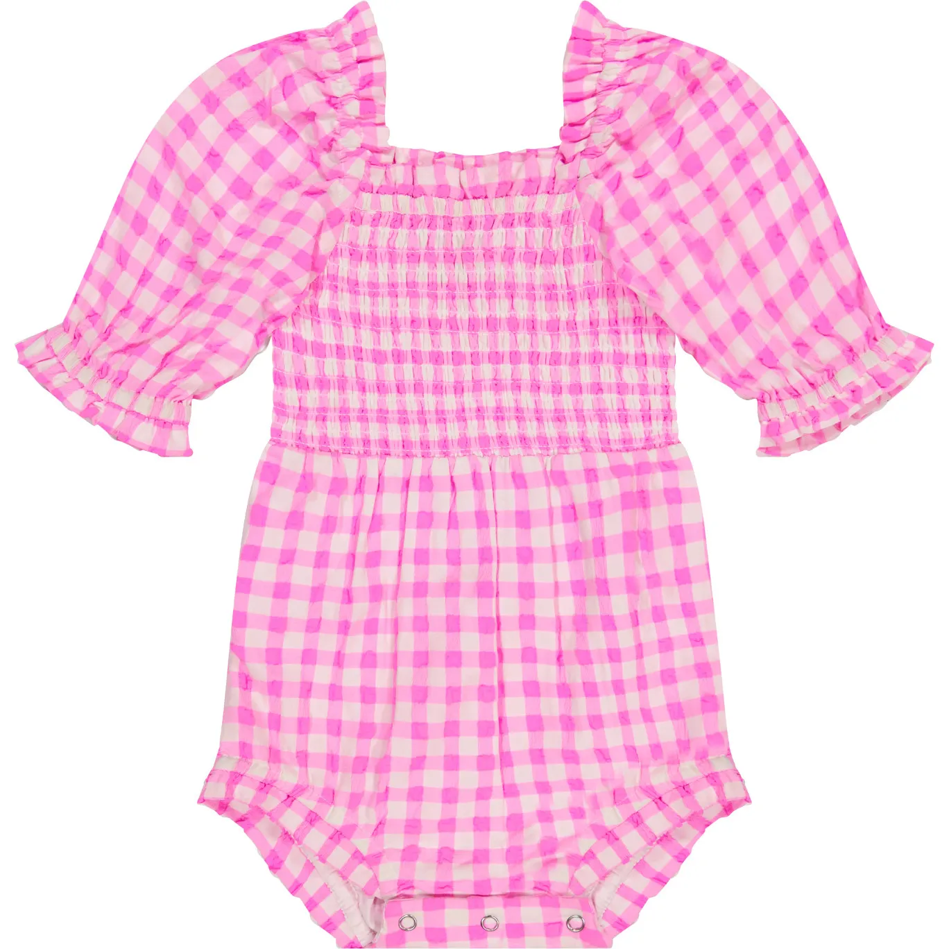 JessaKae Daze Baby Puff Sleeve Smocked Romper, Pink