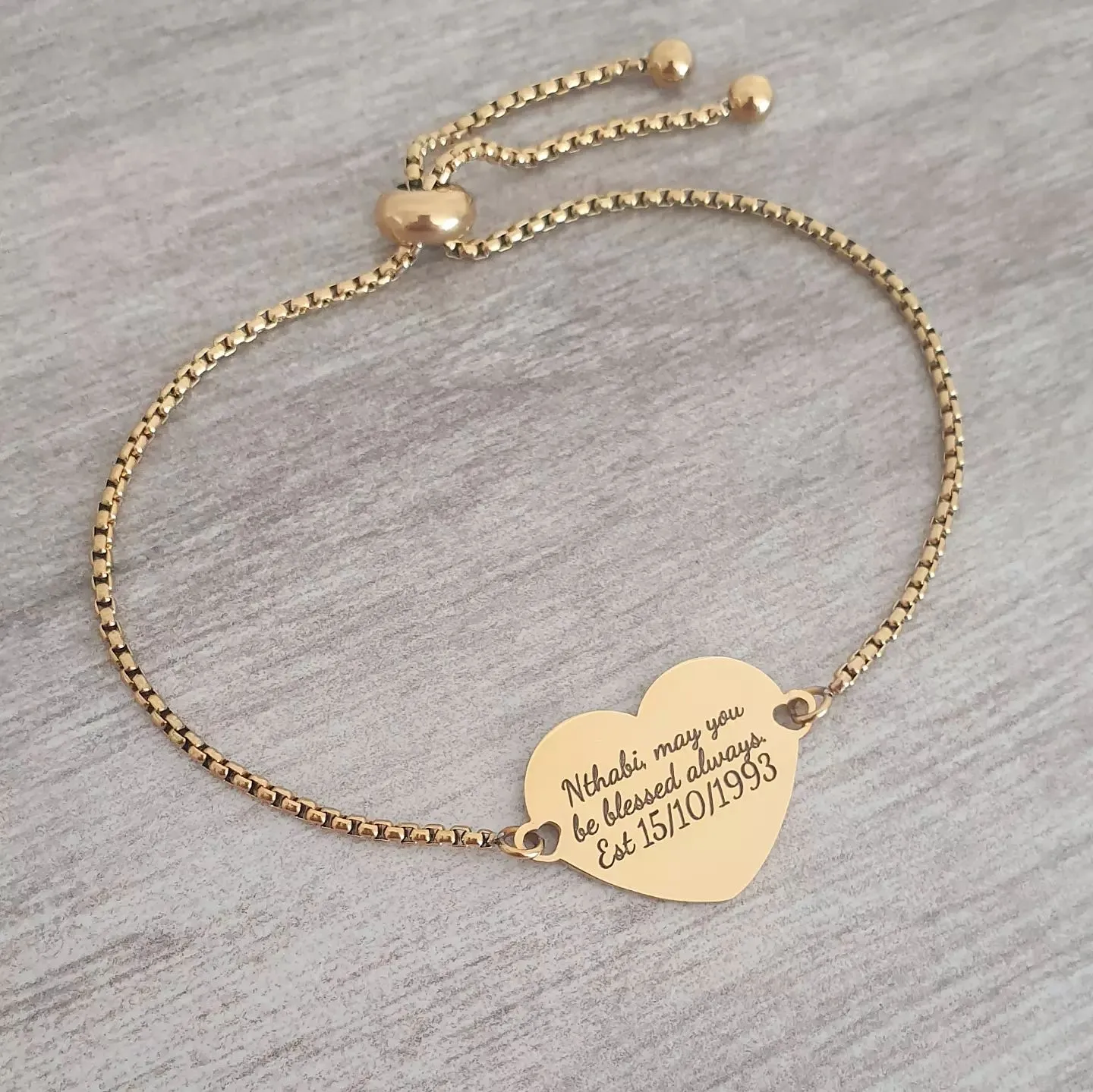 Kabella Gold Personalized Stainless Steel bracelet, Adjustable Size (READY IN 3 DAYS!)