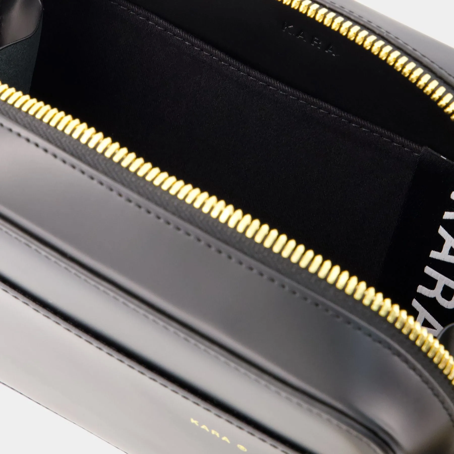 Kara  Phone Cord Bag - Kara - Leather - Black