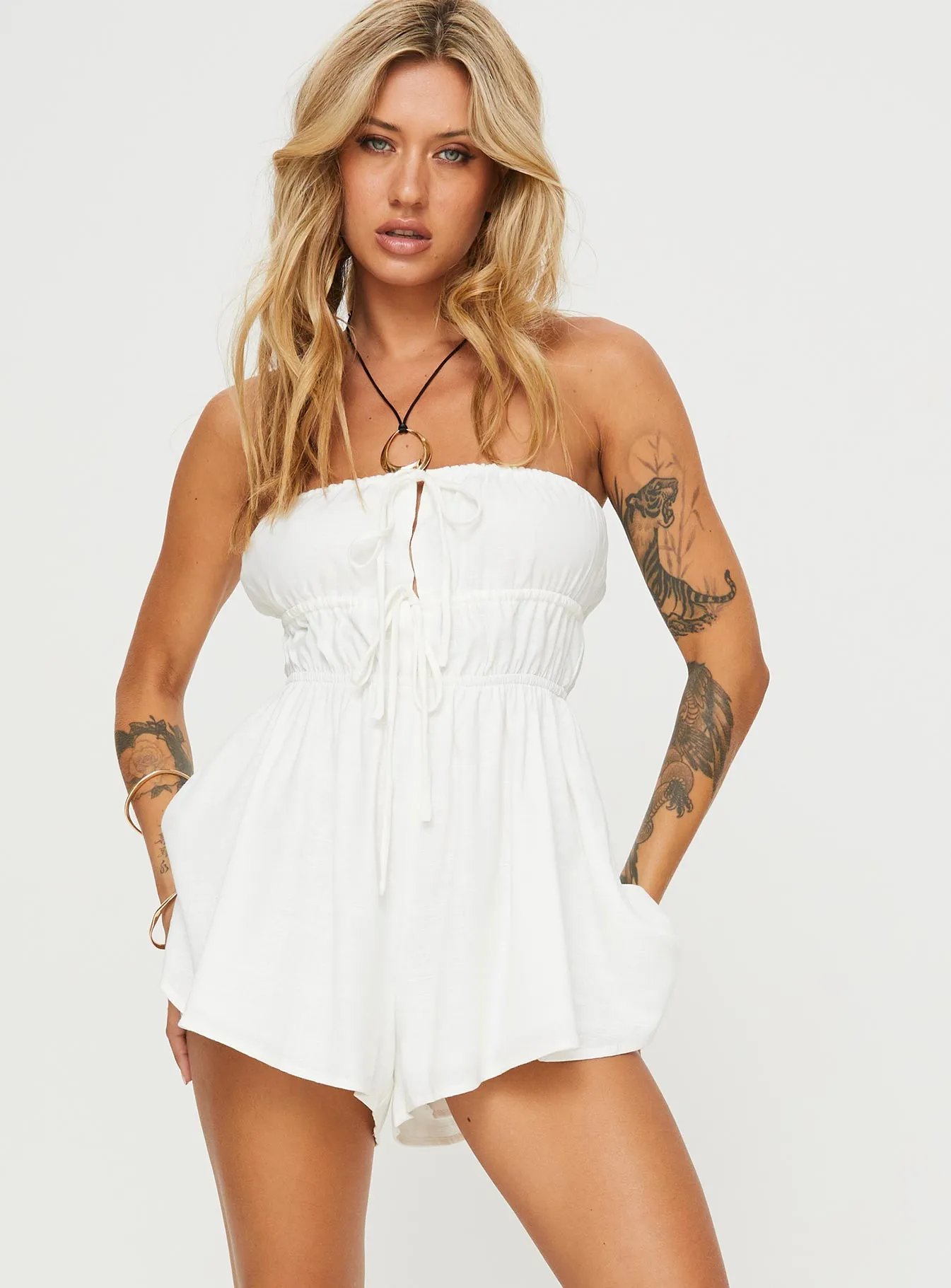 Kassidi Strapless Romper Cream