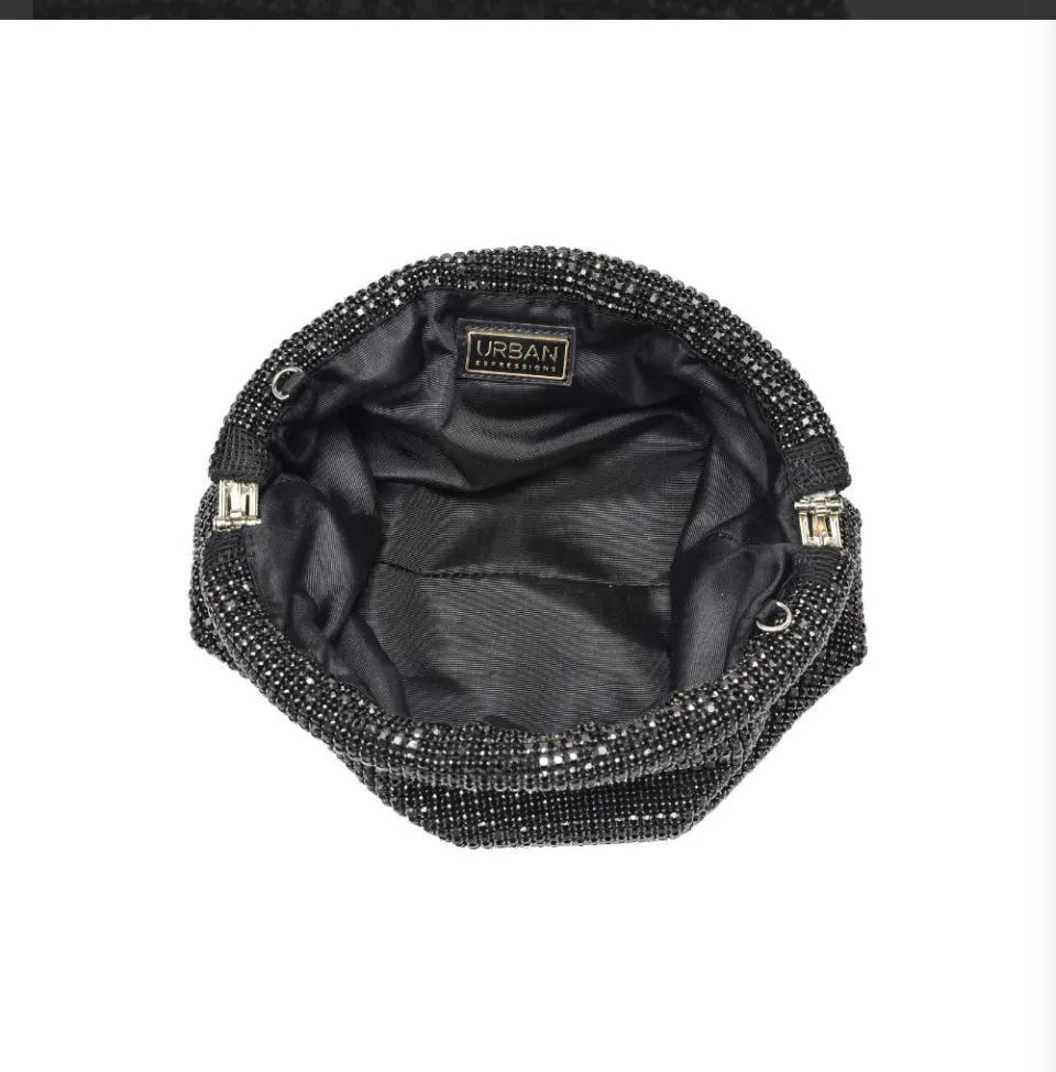 Katana Rhinestone Beaded Evening Clutch - Black