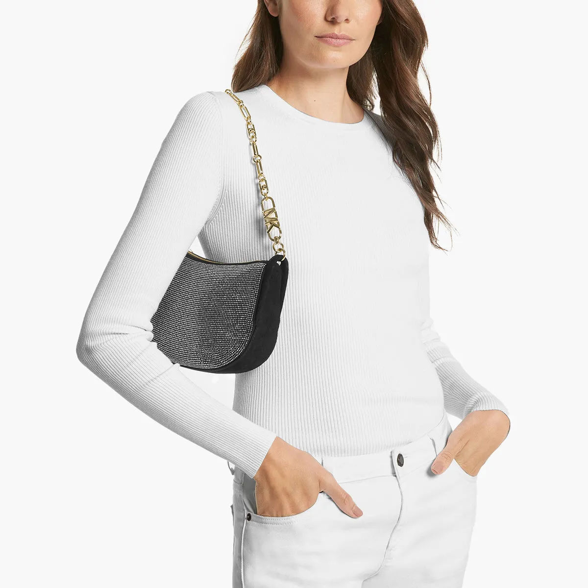 Kendall Small Embellished Suede Shoulder Bag