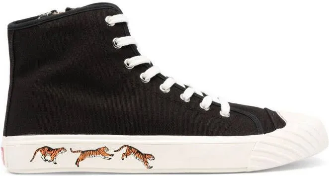 Kenzo tiger-print high-top sneakers Black