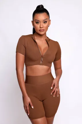 Kim Bandage Shorts - Brown