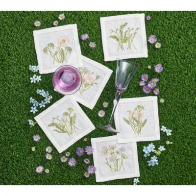 Kim Seybert Meadow Cocktail Napkins in Multi, Set of 6