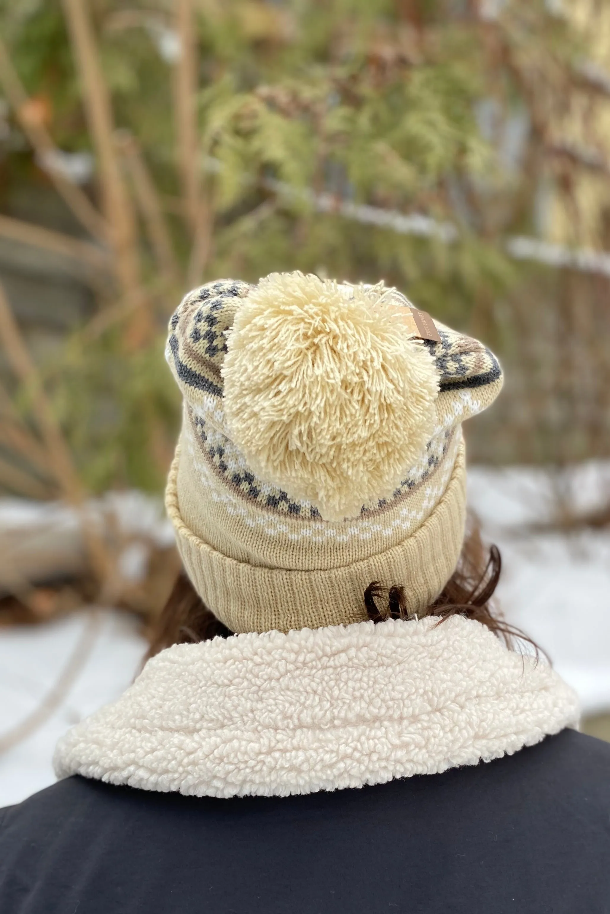 Knit Pattern Beanie Beige