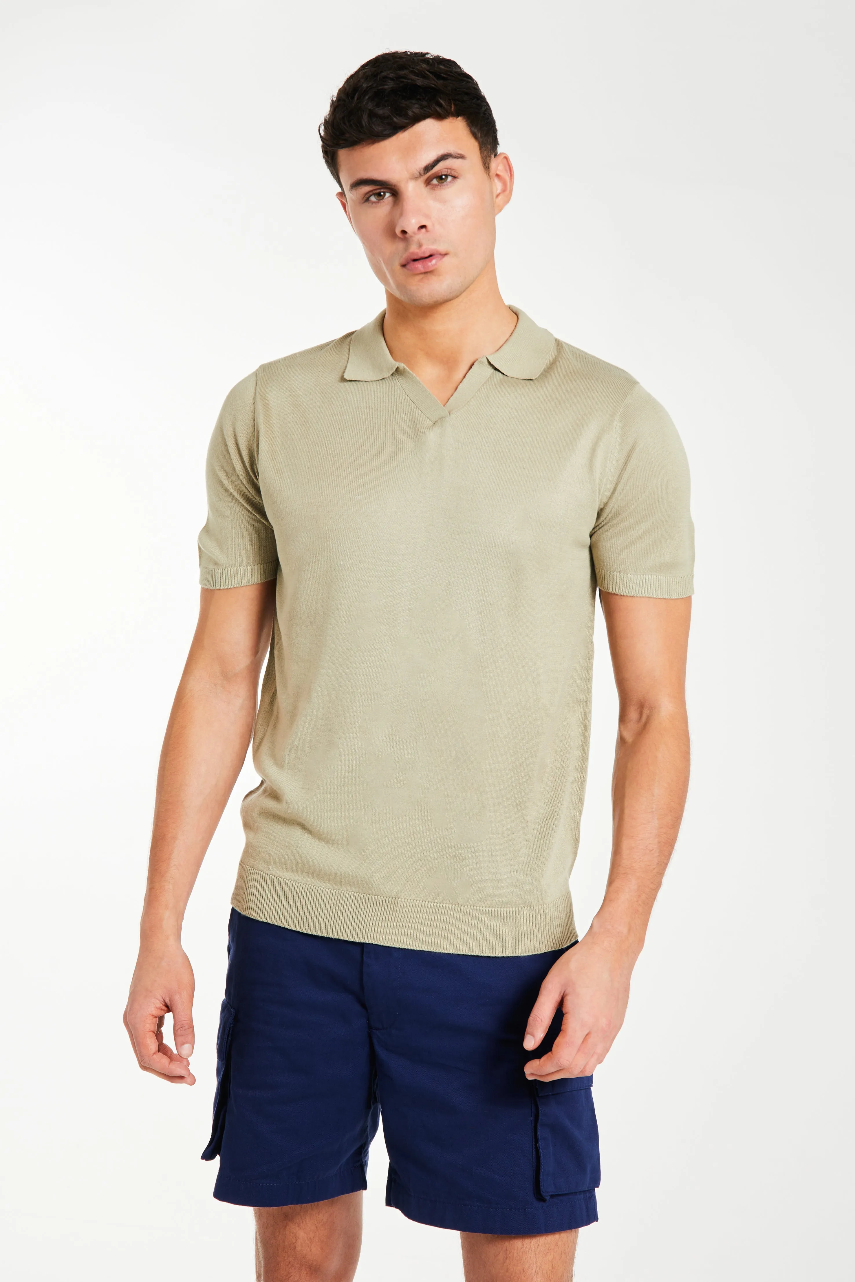 Kofi Knitted Polo in Oatmeal