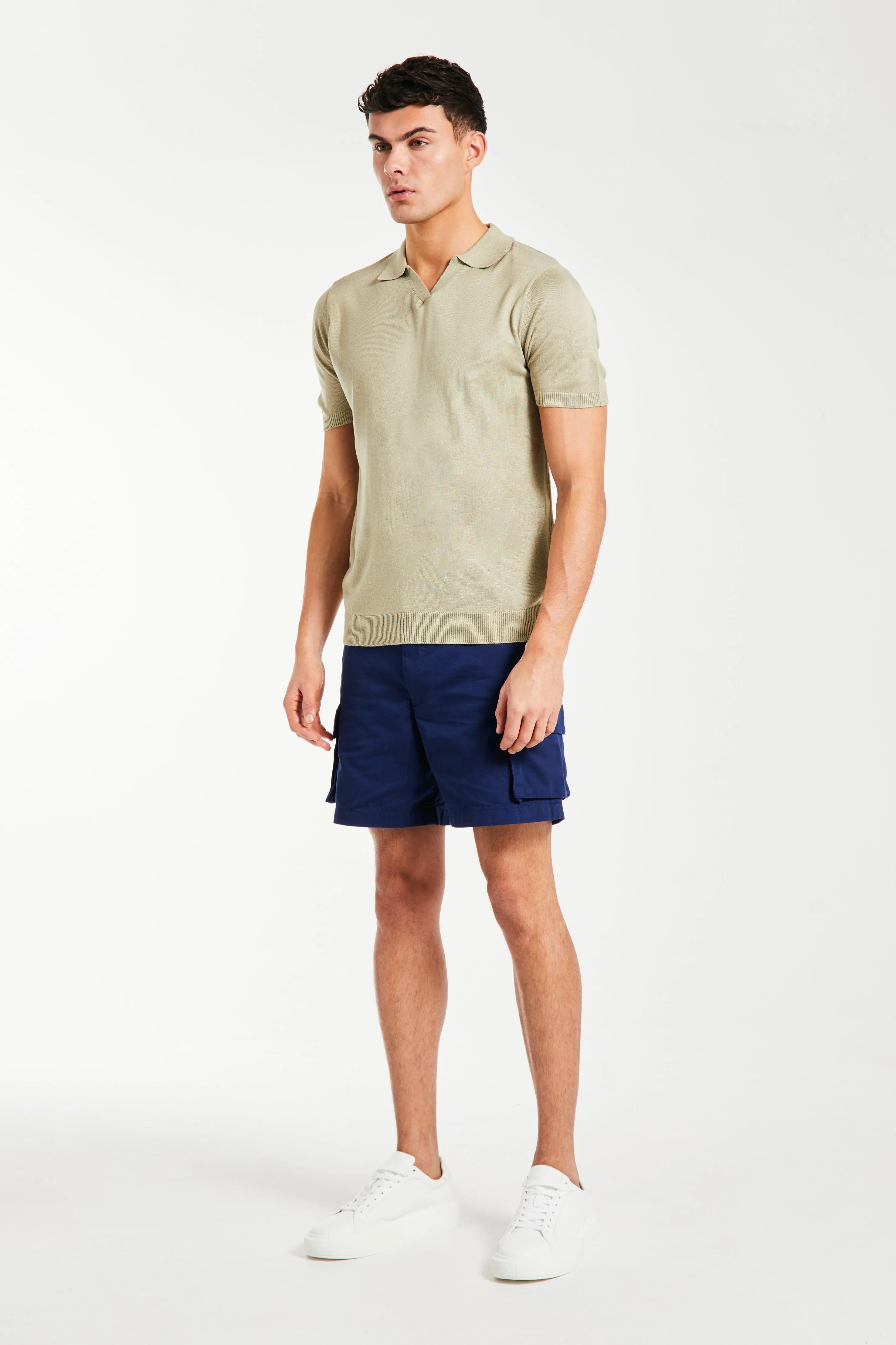 Kofi Knitted Polo in Oatmeal