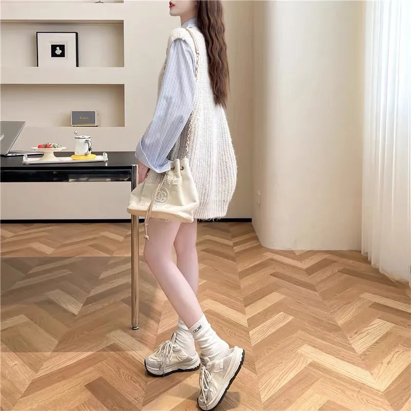 Korean style age-reducing loose lazy style sweater vest cardigan for women 2023 new autumn versatile knitted top (S0612)