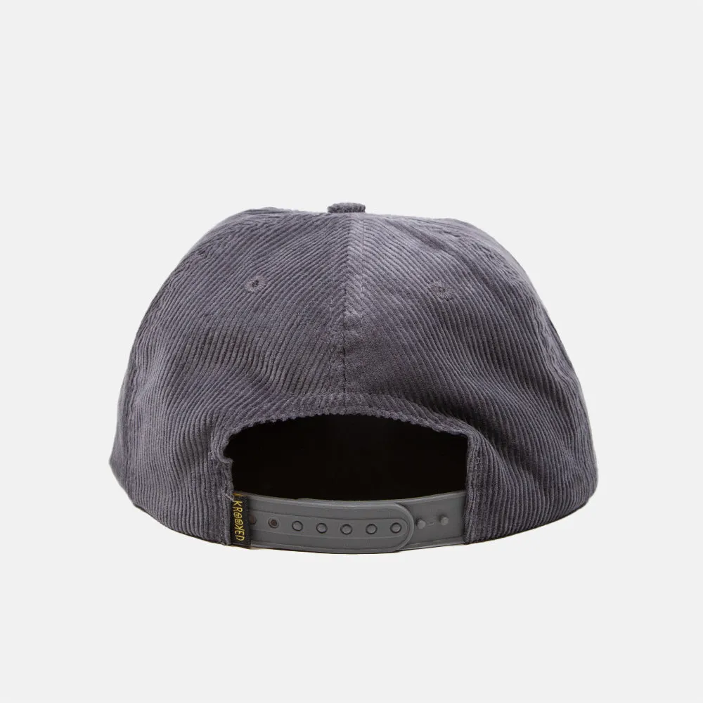 Krooked Skateboards - Style KR Corduroy Snapback Cap - Charcoal