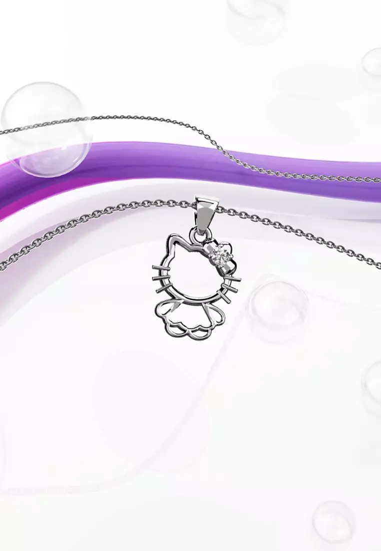 Krystal Couture KRYSTAL COUTURE Hello Kitty Pendant Necklace in White Gold Embellished with SWAROVSKI® Crystals