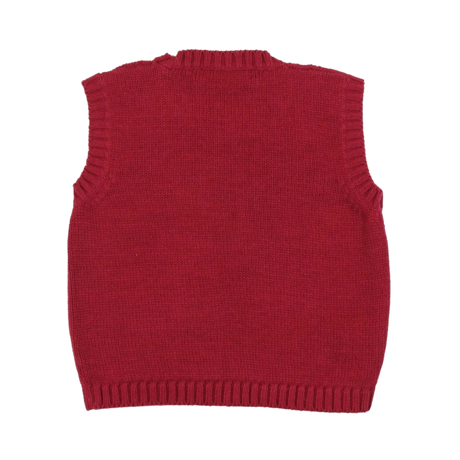 La Stupenderia Cardinal Red Cashmere Blend Vest For Baby Boy