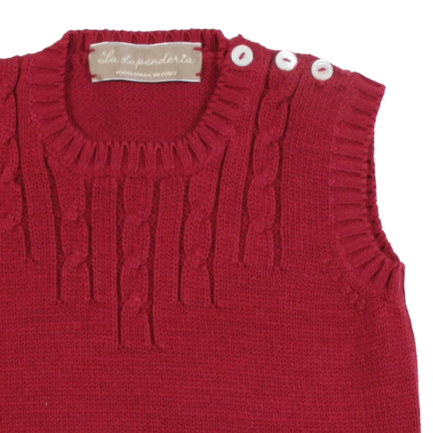 La Stupenderia Cardinal Red Cashmere Blend Vest For Baby Boy