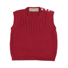 La Stupenderia Cardinal Red Cashmere Blend Vest For Baby Boy