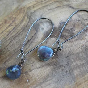 Labradorite Heart Drop Earrings