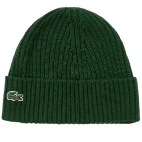 Lacoste Ribbed Wool Beanie - Green