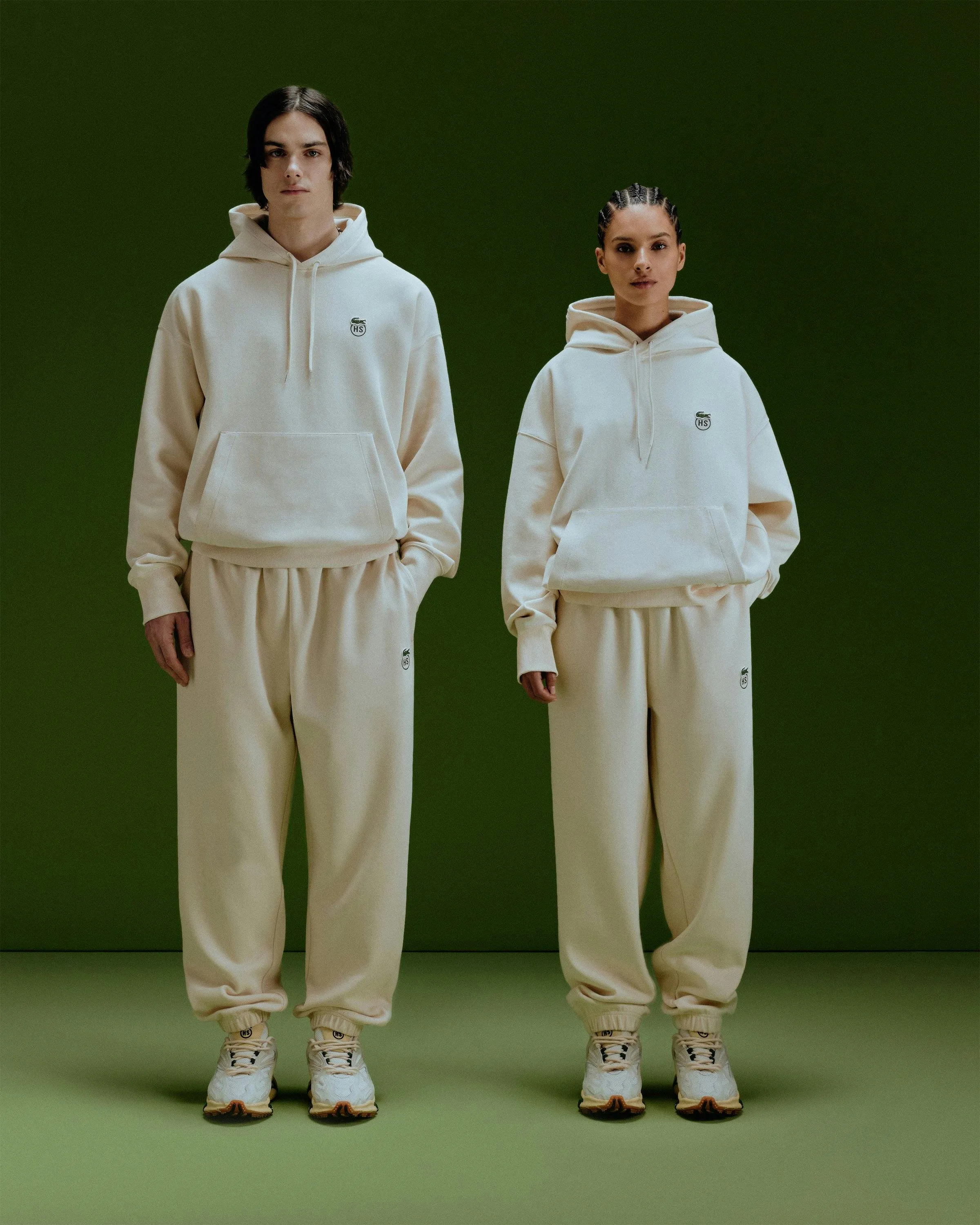 Lacoste x Highsnobiety – Double-Faced Piqué Hoodie Eggshell  | Highsnobiety Shop