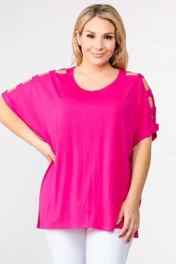 Ladder Sleeve Top - Pink