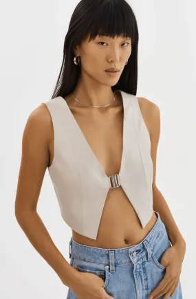Lamarque Estrella Leather Vest Top in Bone