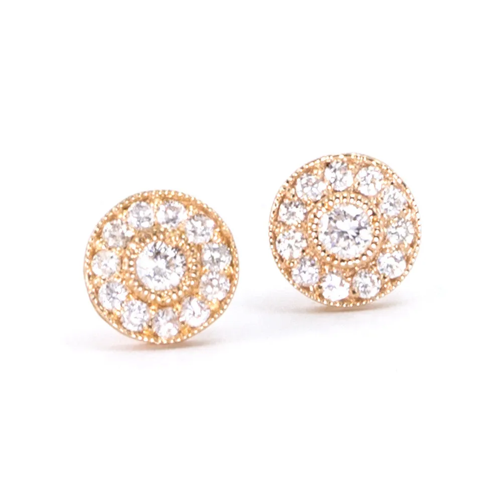 Large Vintage Diamond Stud Earrings