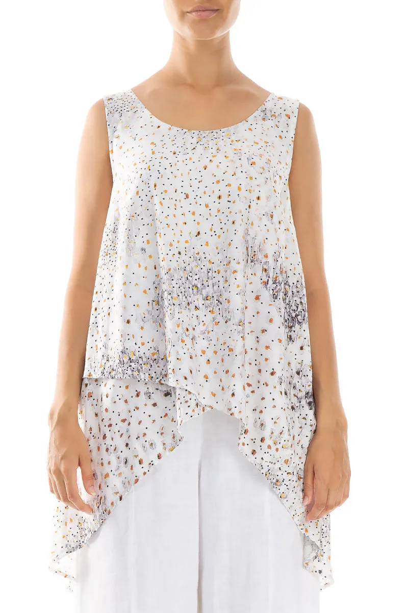 Layered White Meadow Silk Bamboo Tunic