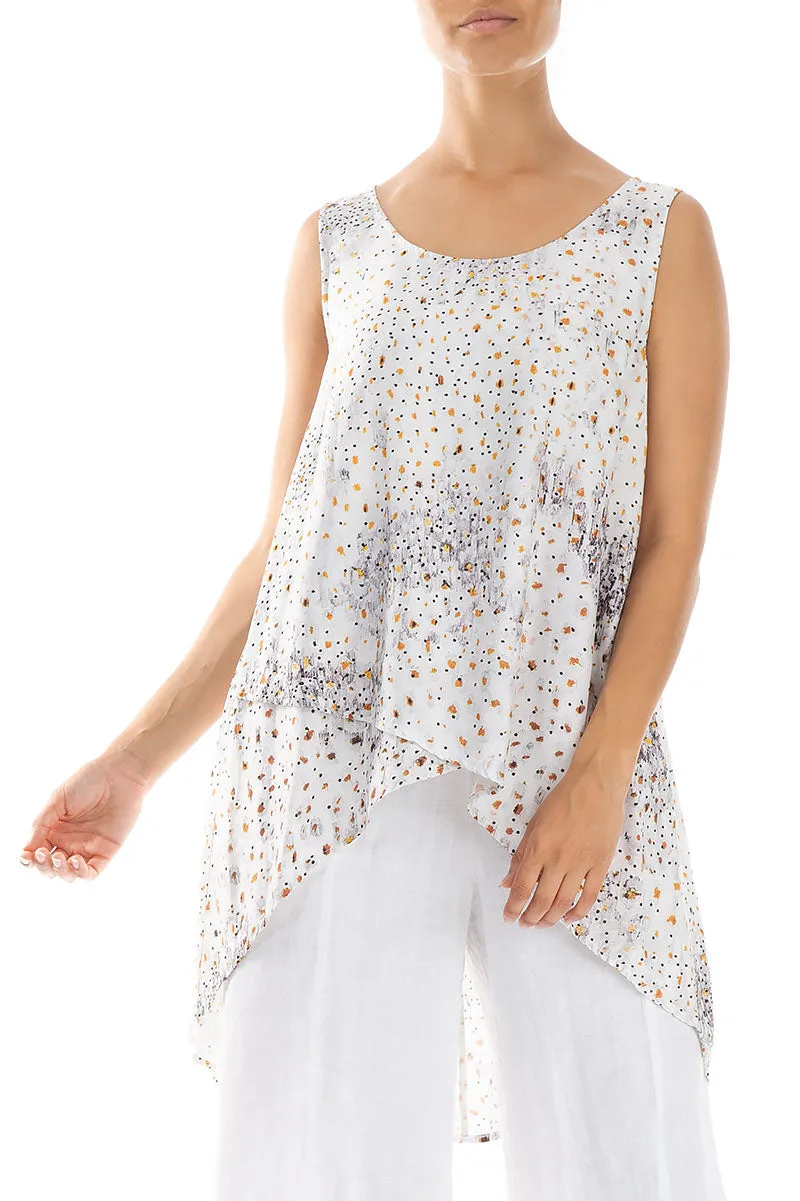 Layered White Meadow Silk Bamboo Tunic