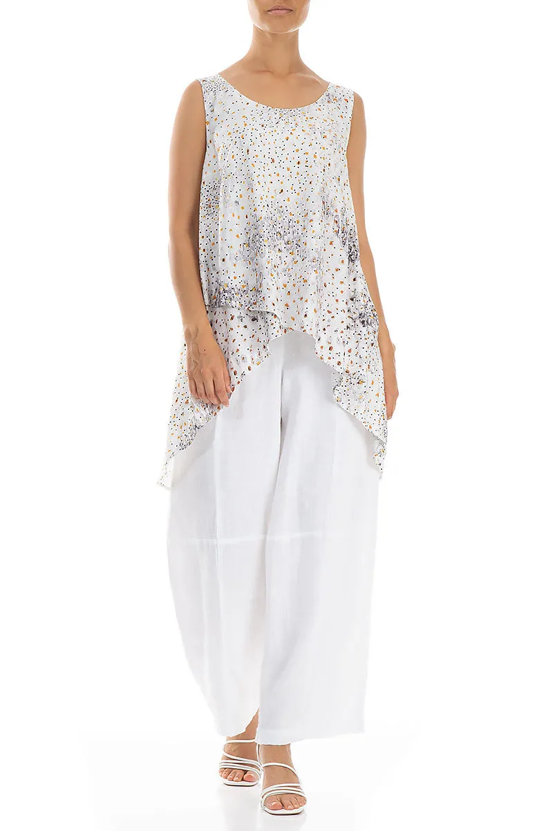 Layered White Meadow Silk Bamboo Tunic