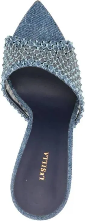 Le Silla Gilda 110mm crystal-embellished mules Blue