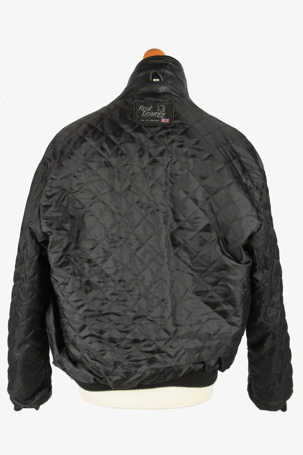 Leather Jacket Men’s Zip Up Vintage Size S Black C2773 - Pepper Tree London