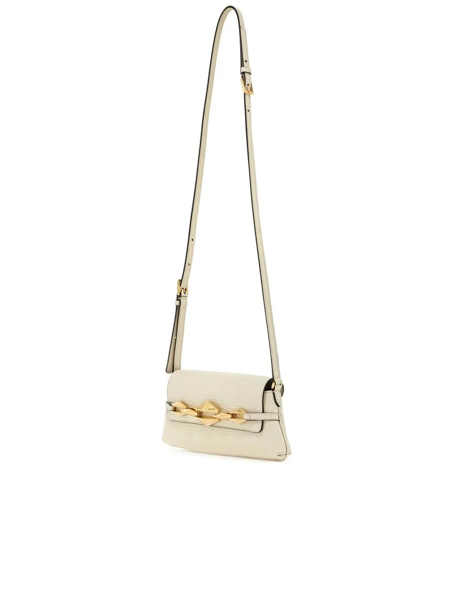 Leather Lizard Print Diamond Shoulder Bag