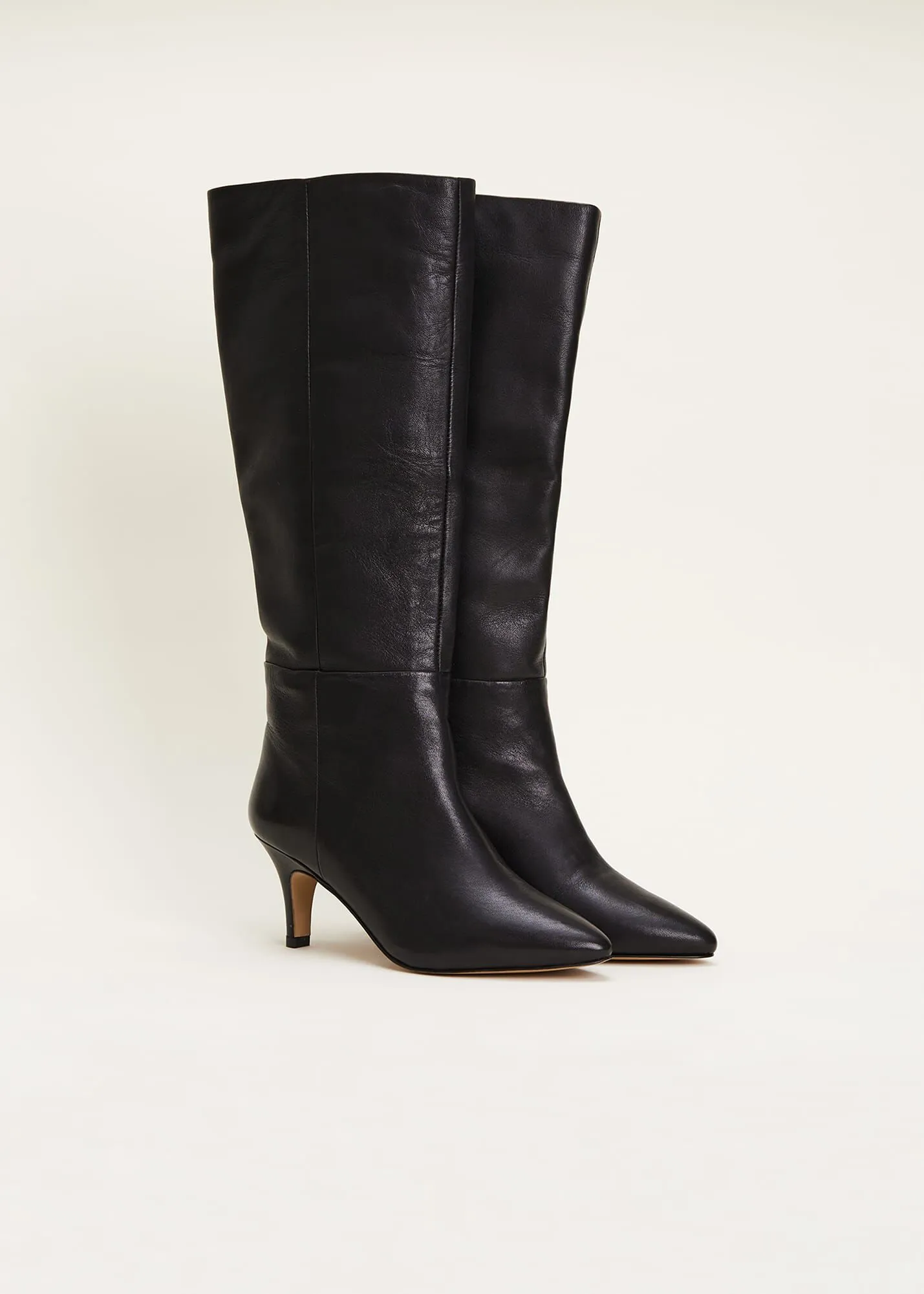 Leather Panelled Knee High Boot