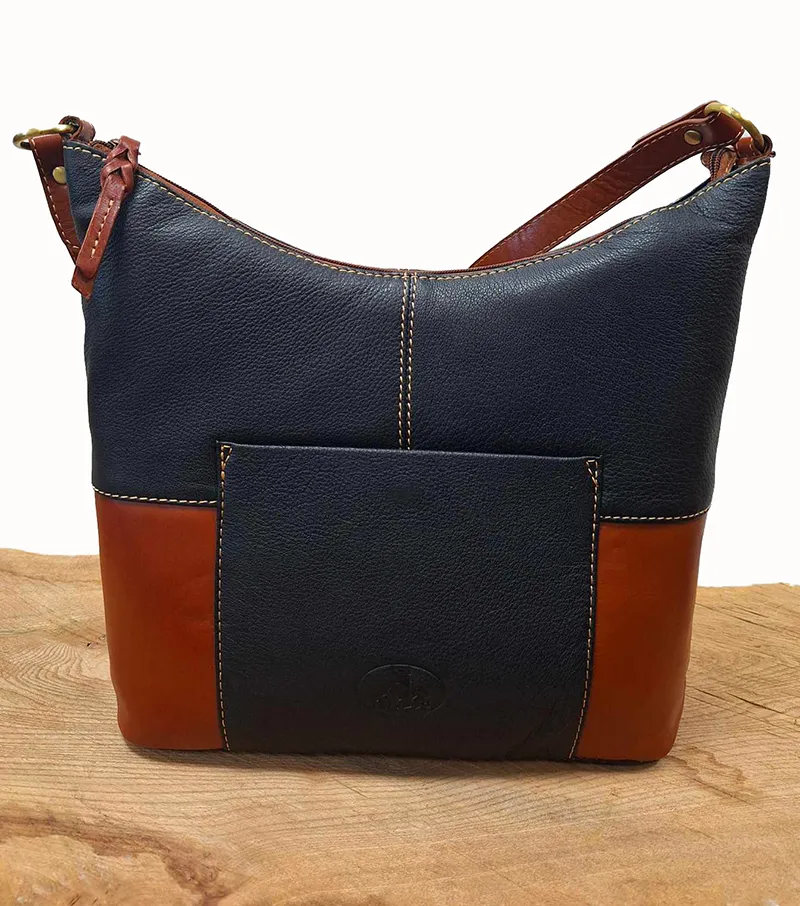 Leather Scooped Shoulder Bag - Mohawk