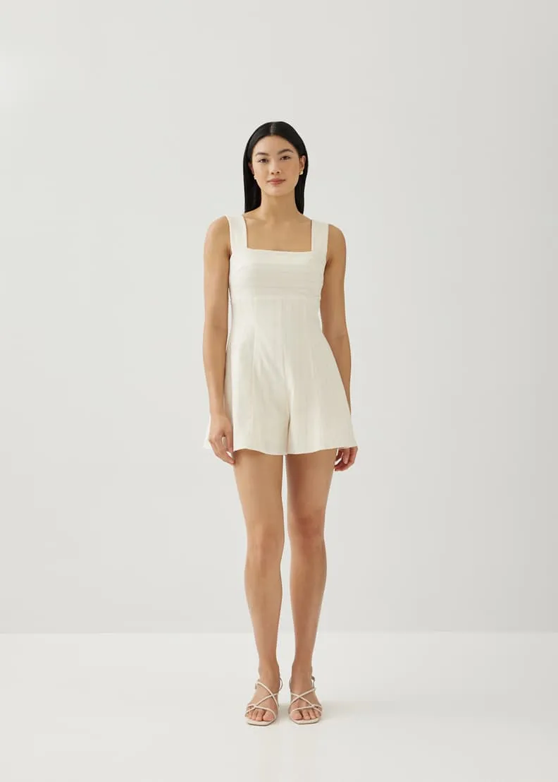 Leisha Linen Square Neck Romper