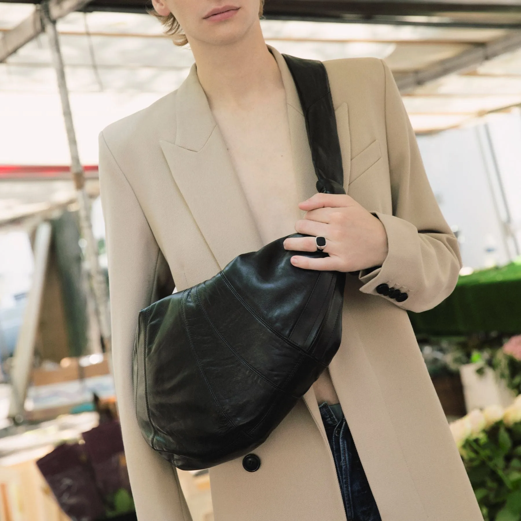 Lemaire  Large Croissant Crossbody  - Lemaire - Chocolate Black - Leather