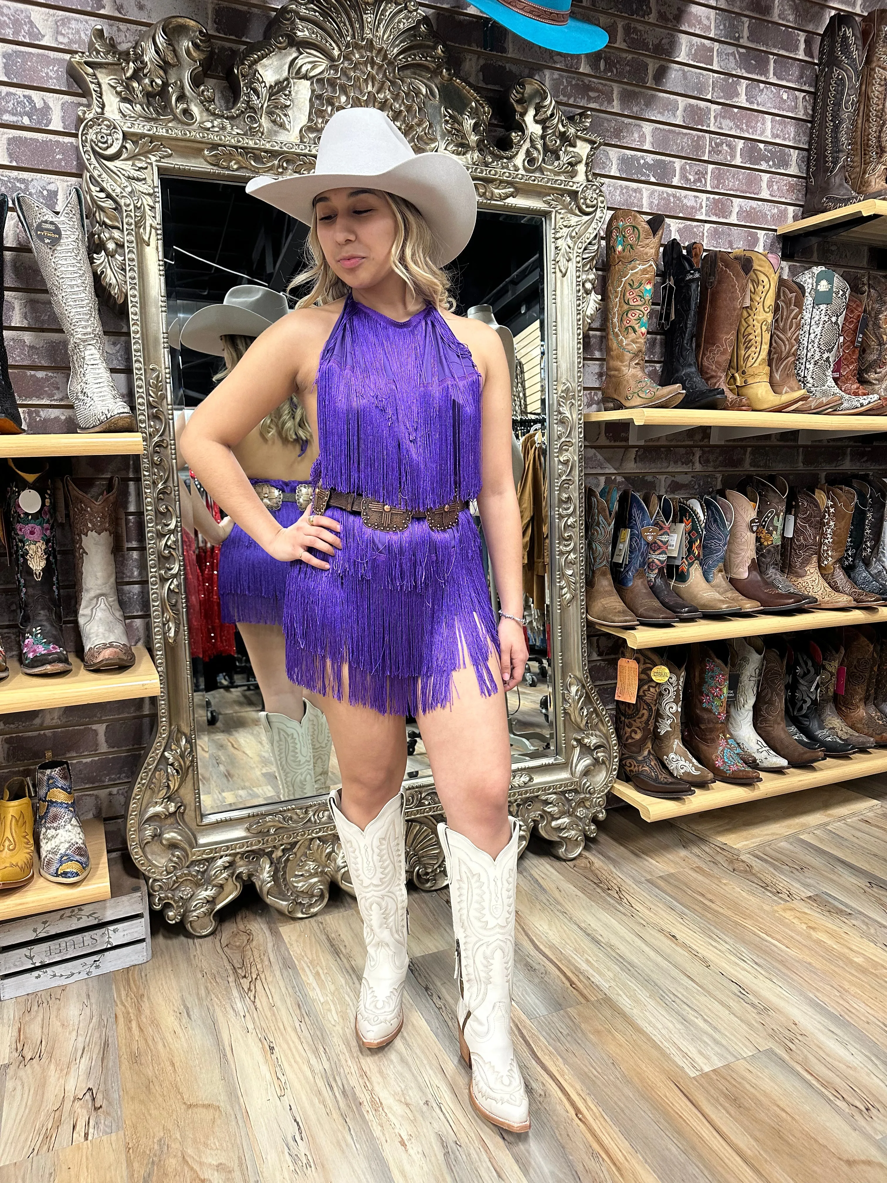 Lia purple fringe romper