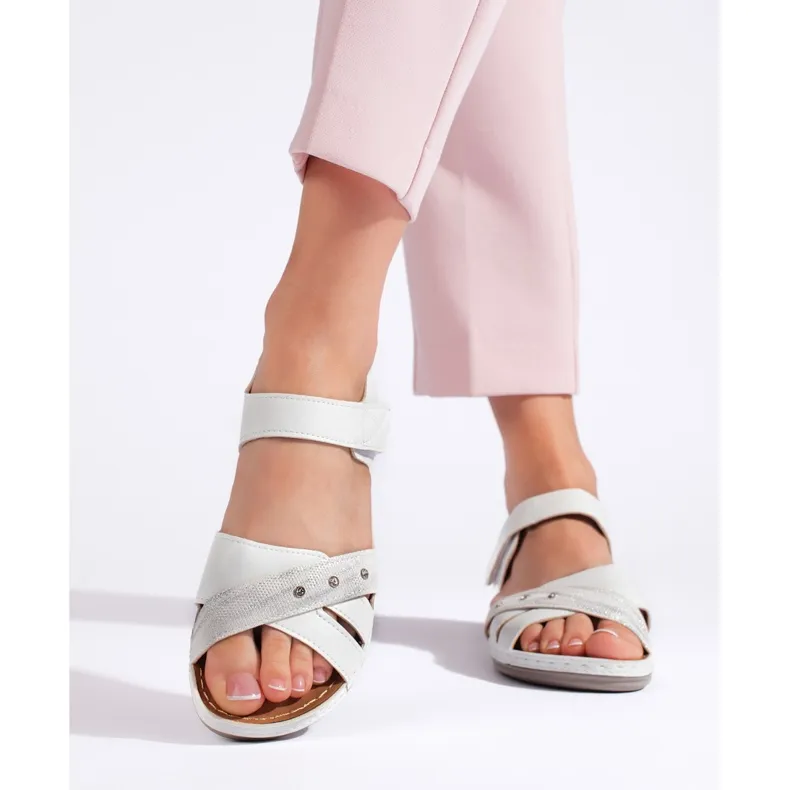 Light white women's platform sandals