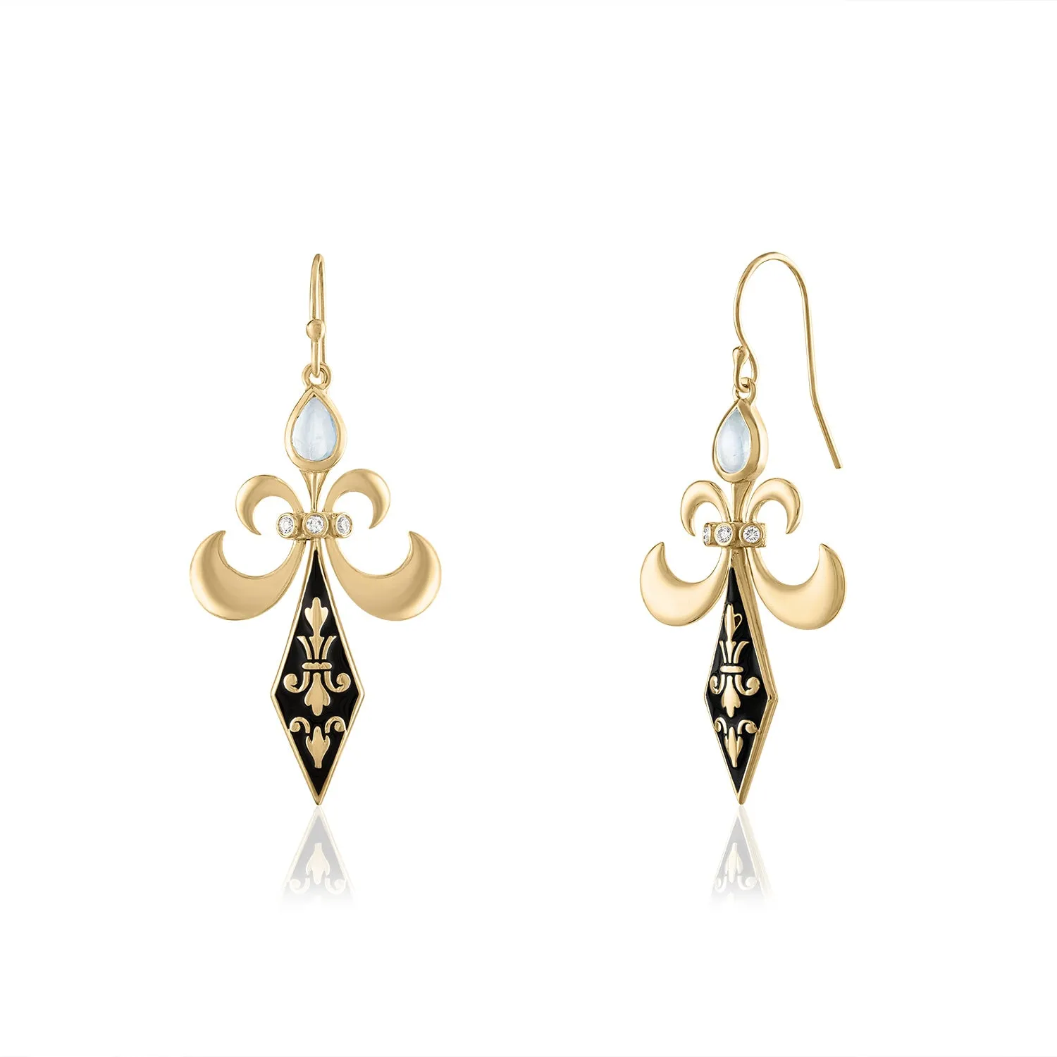 LILY FLEUR DE LIS SWORD DANGLE EARRINGS
