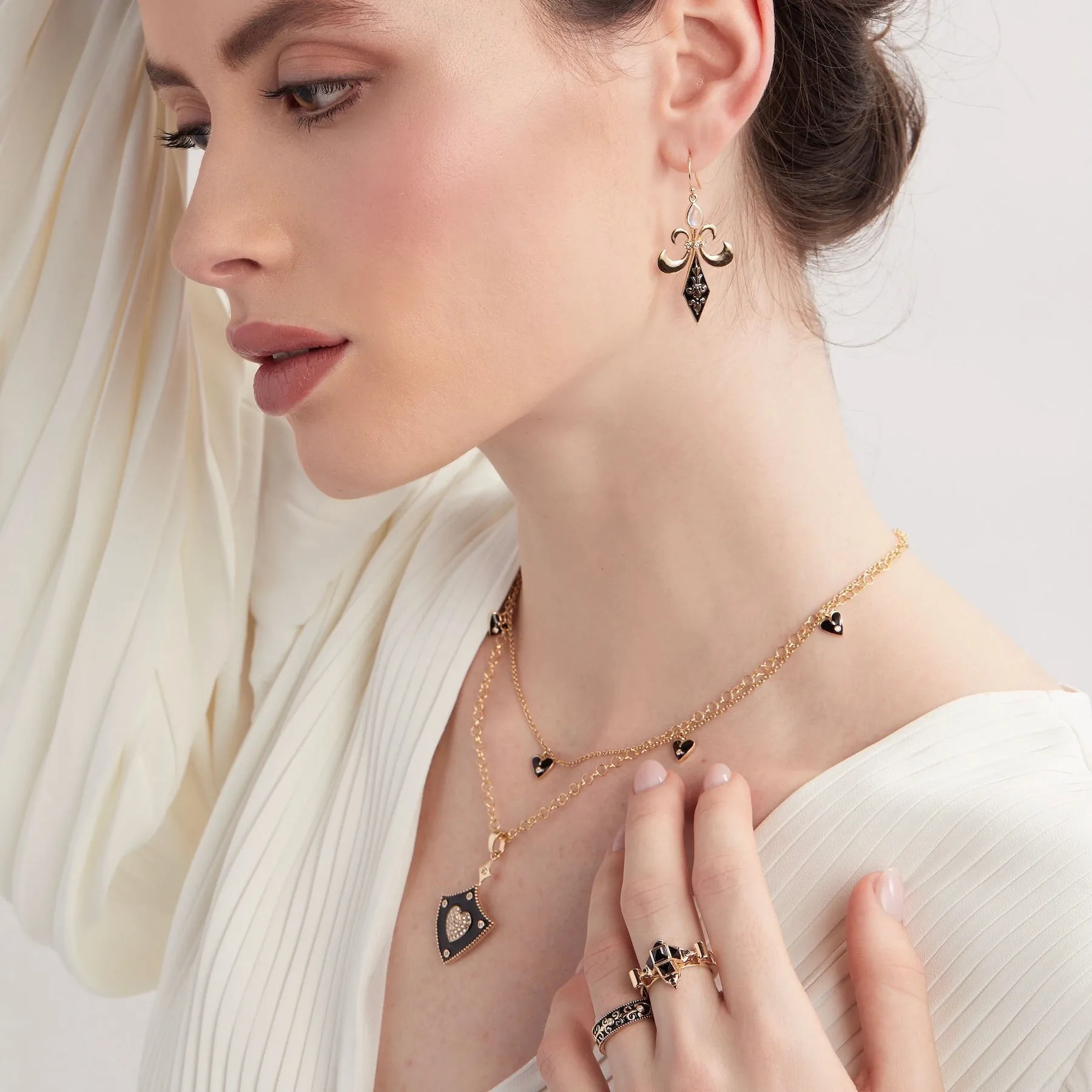 LILY FLEUR DE LIS SWORD DANGLE EARRINGS