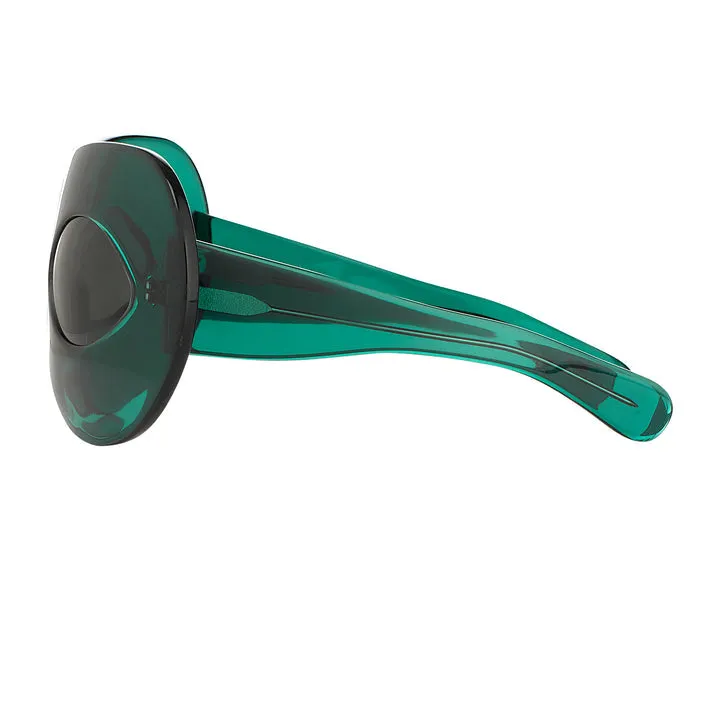 LINDA FARROW × WALTER VAN BEIRENDONCK CLASSIC GREEN ACETATE MASK SUNGLASSES