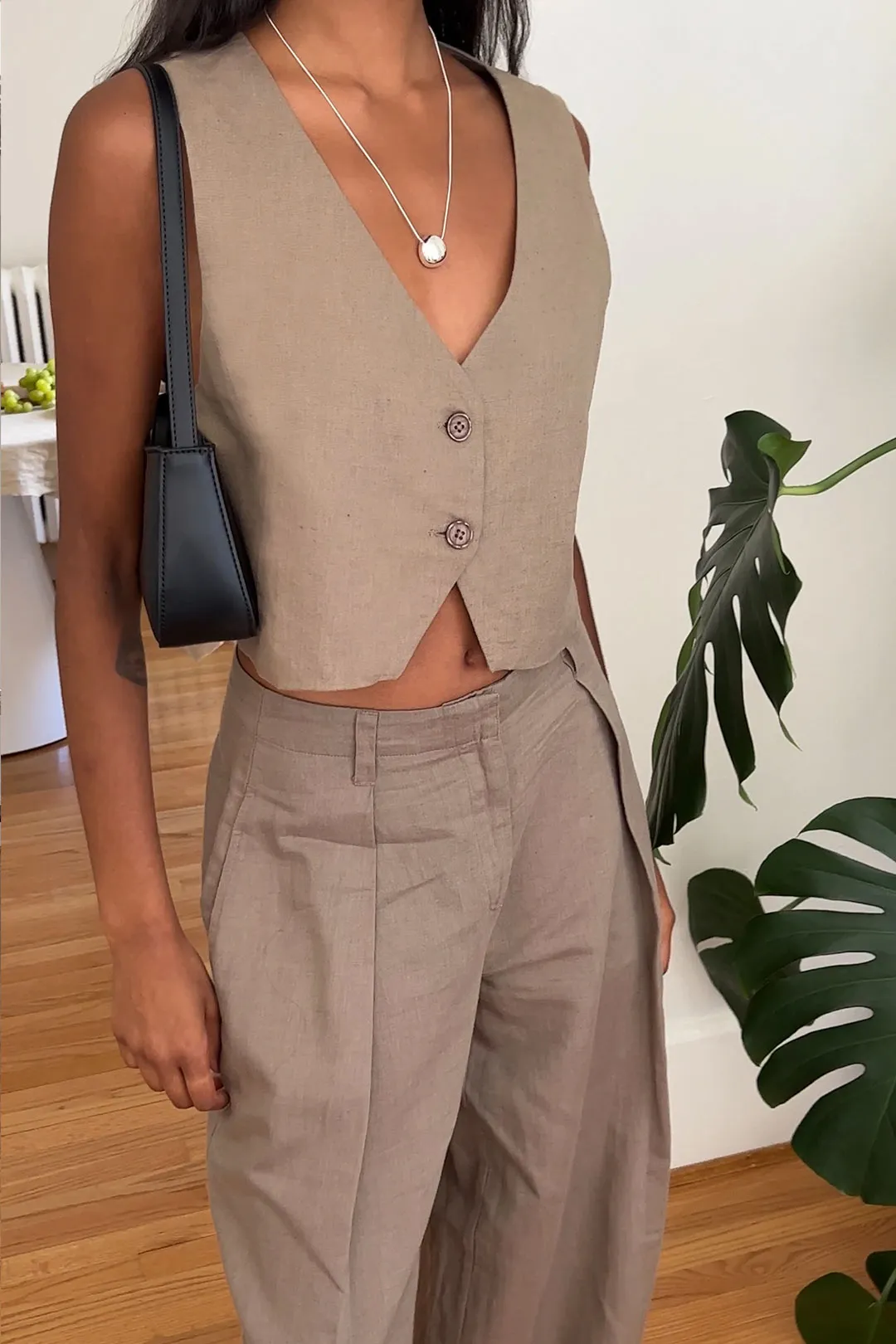 LINEN BLEND SUITING VEST